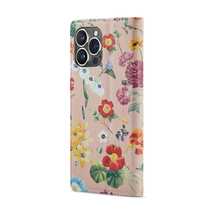 Apple iPhone 14 Pro Hülle - Blumen - Klapphülle mit Kartenfach und Print
