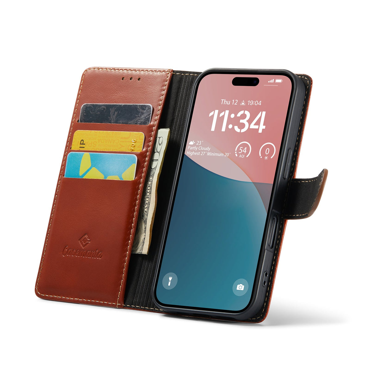 iPhone 16 Hoesje - Bruin - Leather Bookcase