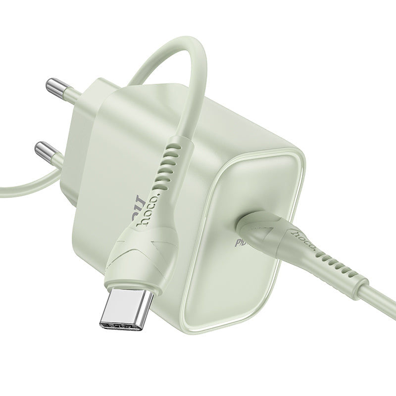 Hoco 25W USB-C Schnellladegerät mit USB-C Kabel 2m - Grün