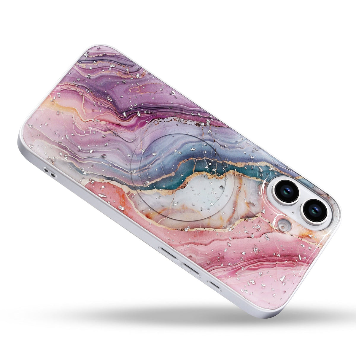 iPhone 16 Plus Hülle - Pink - Marmor MagSafe Backcover