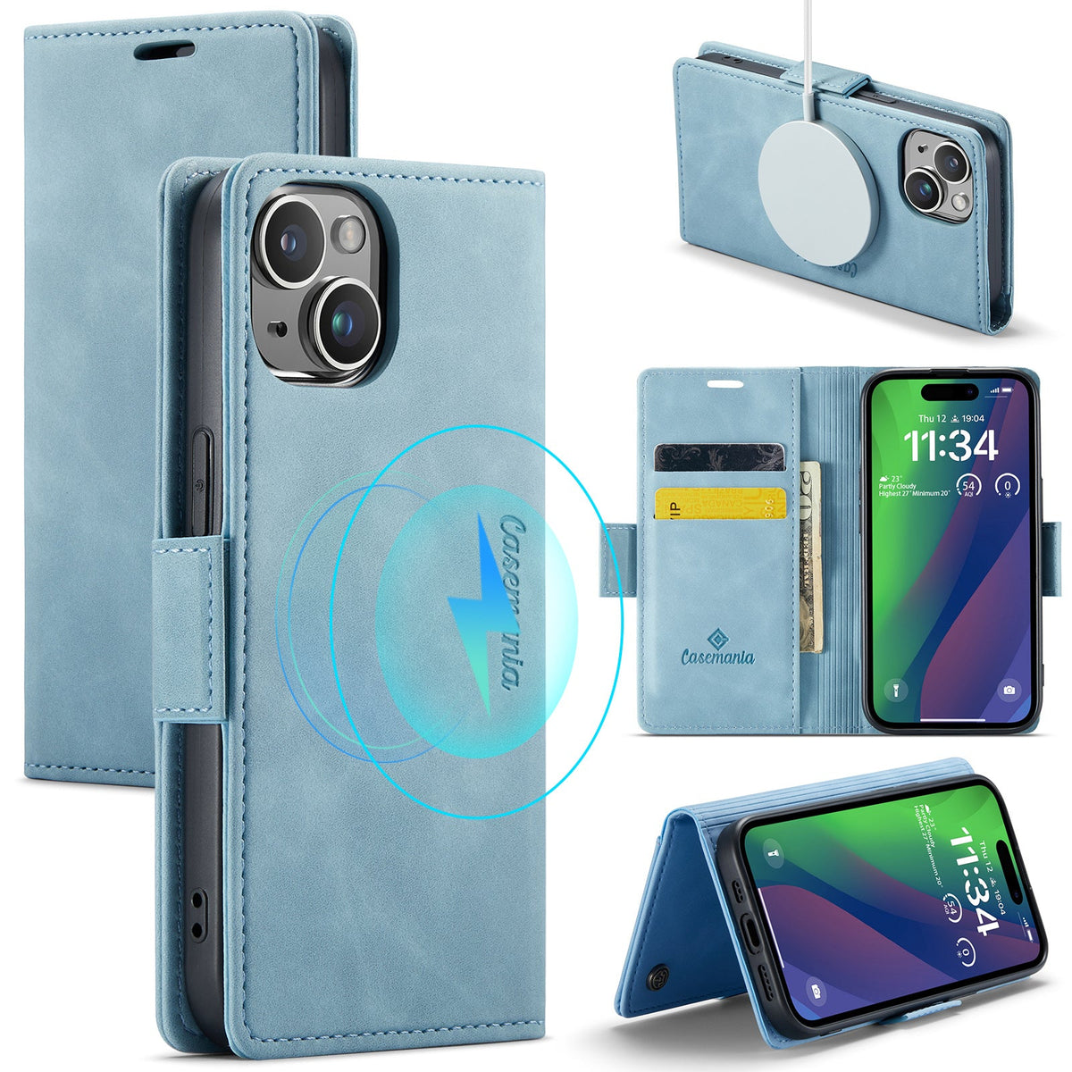 iPhone 15 Aqua Blue Hoesje - Slim - Geschikt voor MagSafe Back Cover