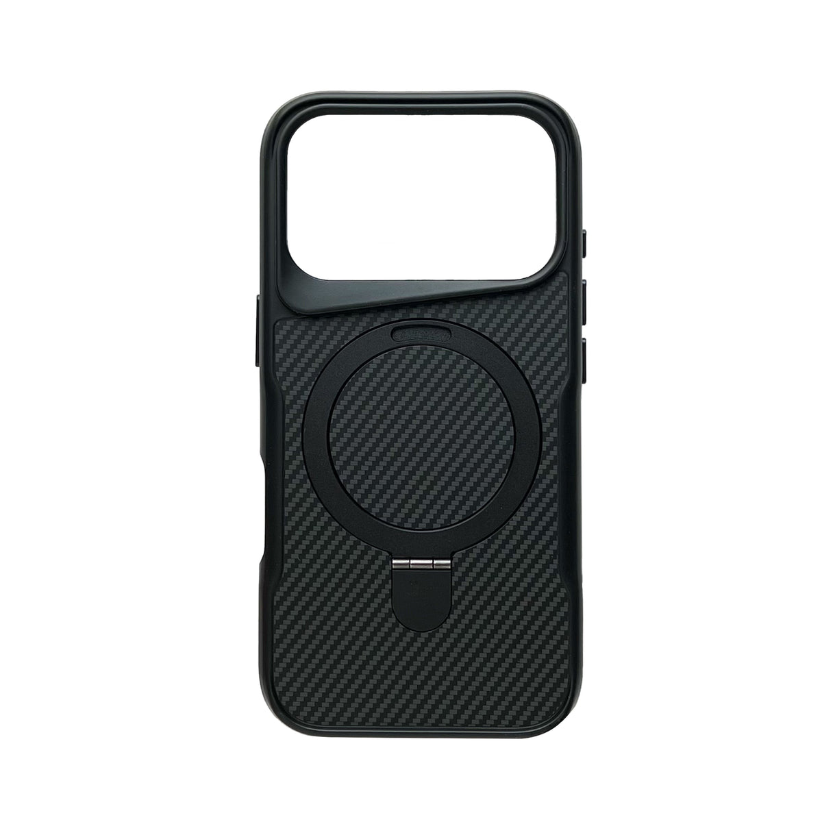 Apple iPhone 18 Pro Max Hoesje - Zwart - Carbon MagSafe Back Cover met Ringstand