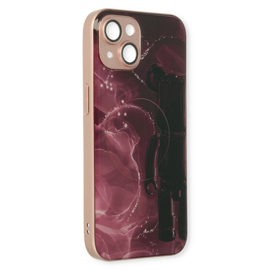 Apple iPhone 14 Case - Red - Silicone Marble MagSafe Back Cover