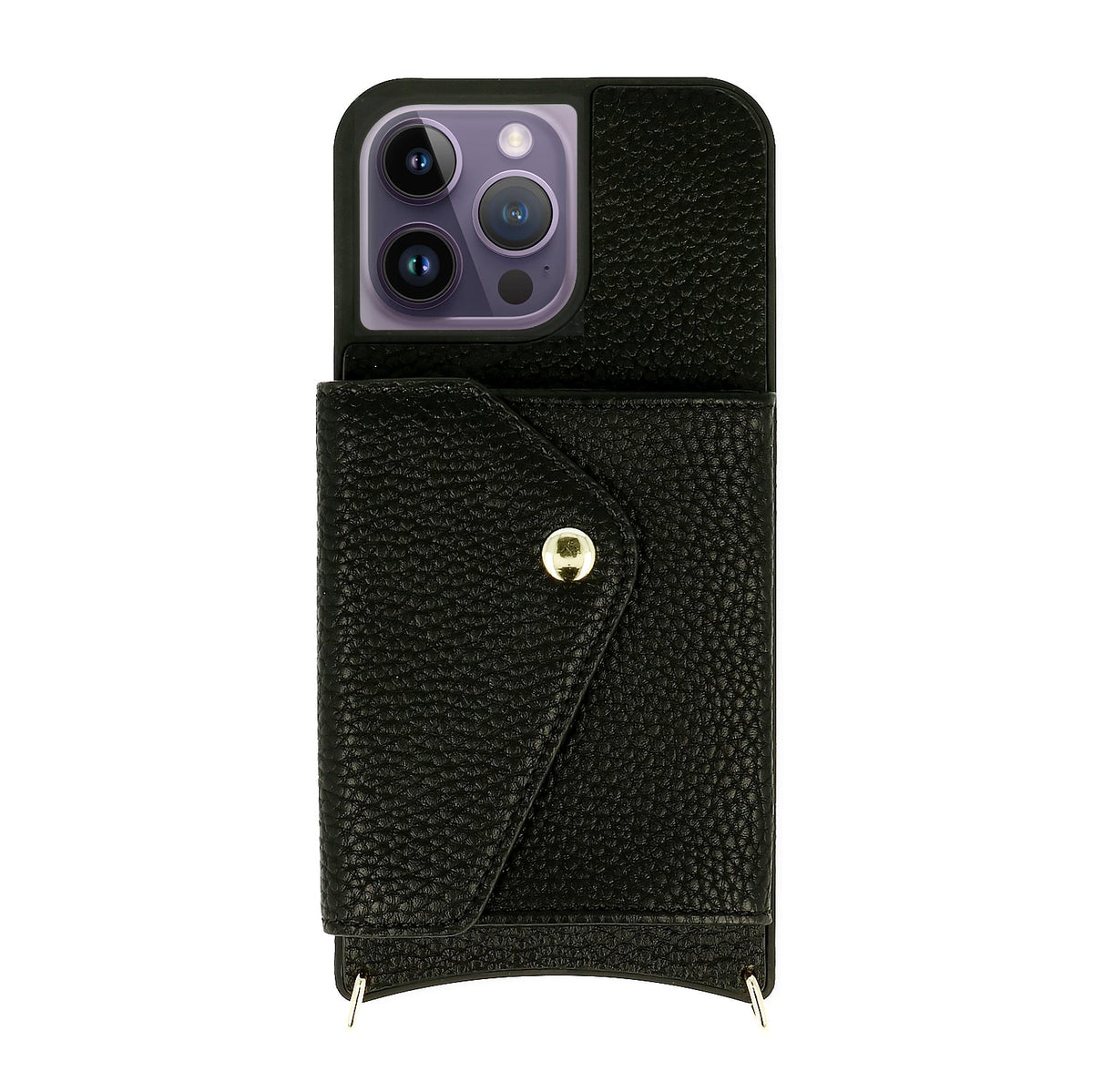 Apple iPhone 13 Pro Max Hülle - Schwarz - Verstellbare Luxus-Backcover mit Reißverschluss und dicker Handykette