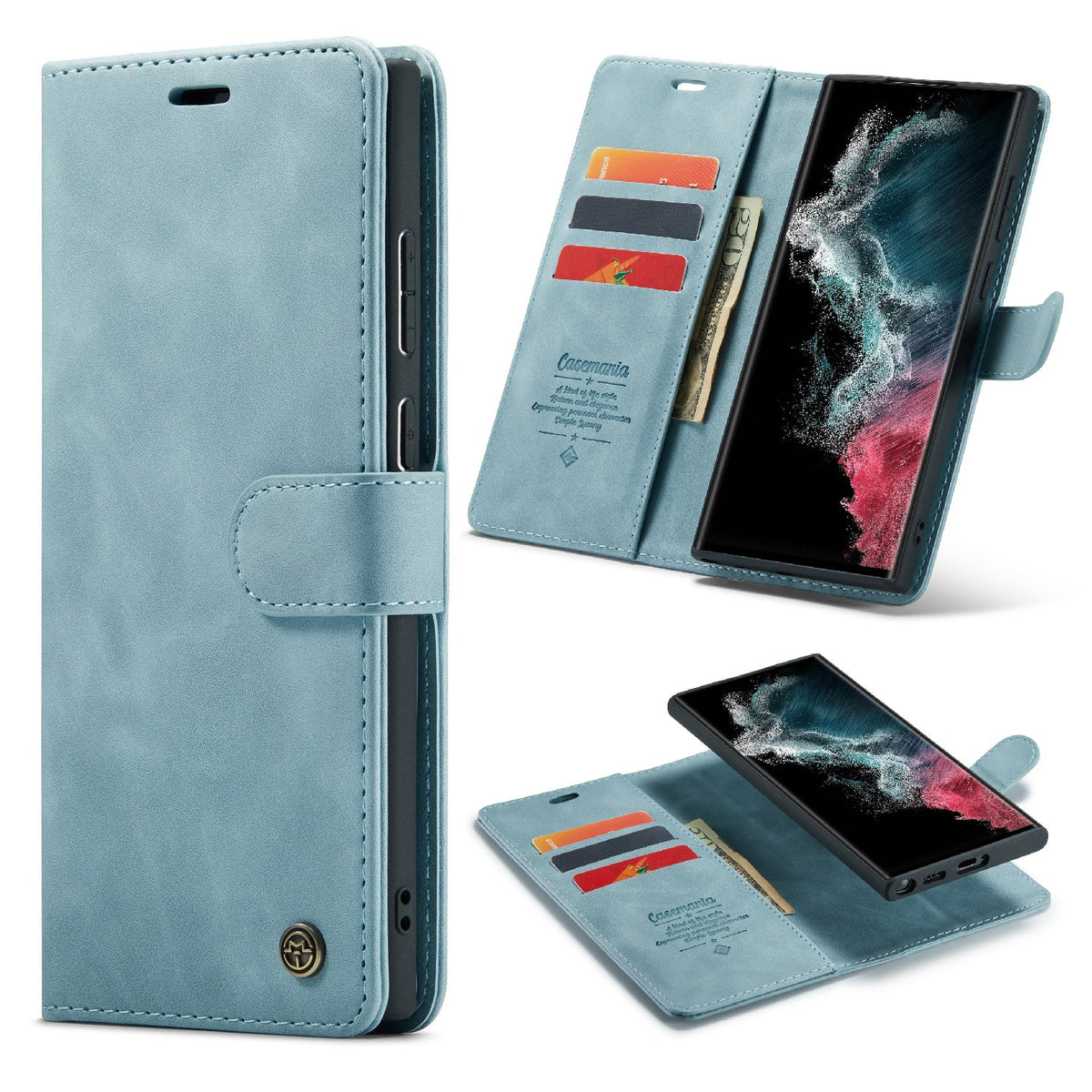 Étui Samsung Galaxy S25 Edge - Bleu Aqua - Bookcase 2 en 1