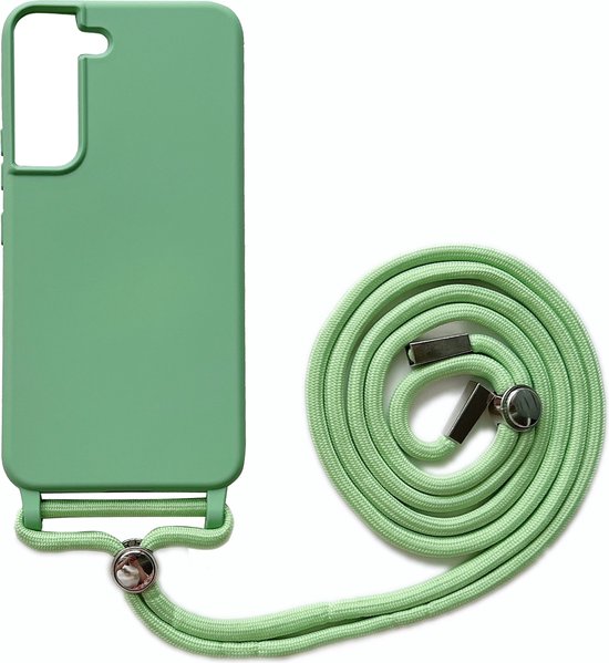 Samsung Galaxy S22 Plus Hoesje - Licht Groen - Siliconen Back Cover met Telefoonkoord