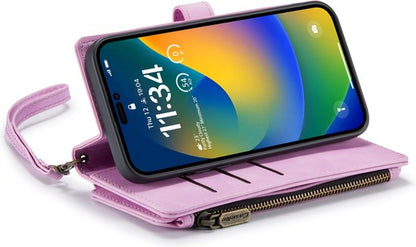 Apple iPhone 14 Pro Hoesje - Pastel Pink - Luxe Bookcase met Rits en Telefoonkoord