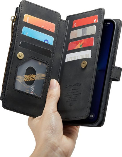 Apple iPhone 13 Pro Max Case - Charcoal Gray - Luxury Wallet Case with Zipper