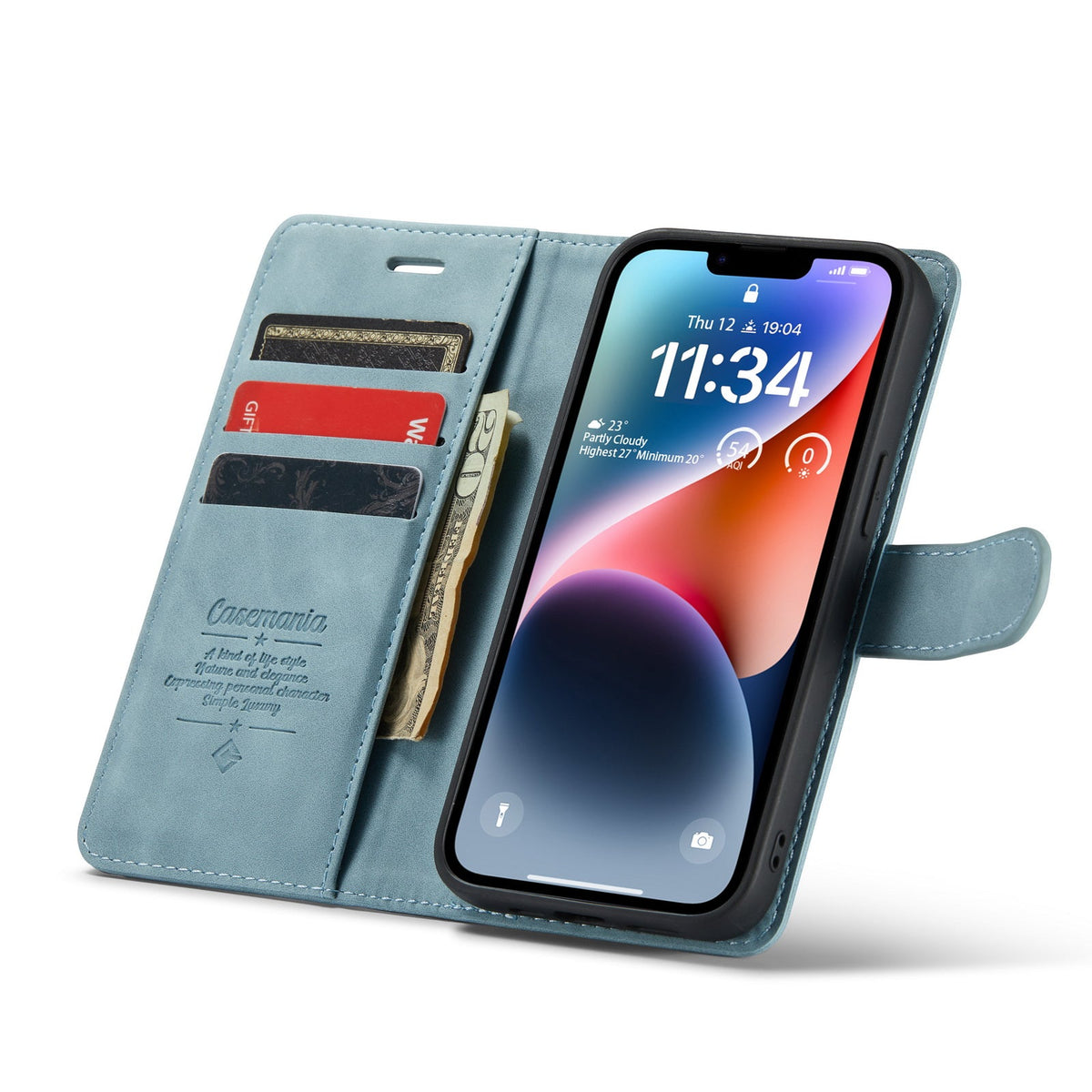 Apple iPhone 15 Plus Hoesje - Aqua Blue - 2 in 1 Bookcase