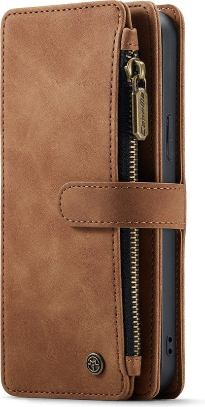 Apple iPhone 13 Pro Hoesje - Sienna Brown - Luxe Bookcase met Rits