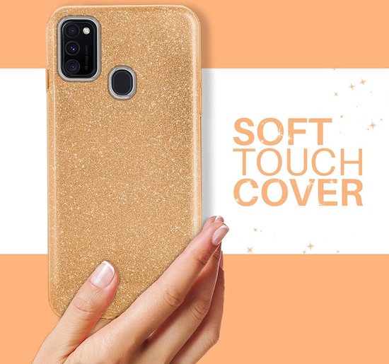 Samsung Galaxy A20s Hoesje - Goud - Glitter Back Cover