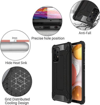 Samsung Galaxy A72 Hoesje - Zwart - Armor Kickstand Back Cover