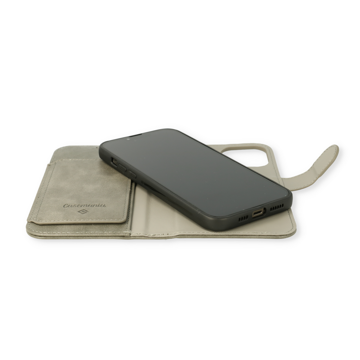 Apple iPhone 13 Pro Max Hülle - Grau - 2-in-1 Bookcase mit 10 Kartenfächern