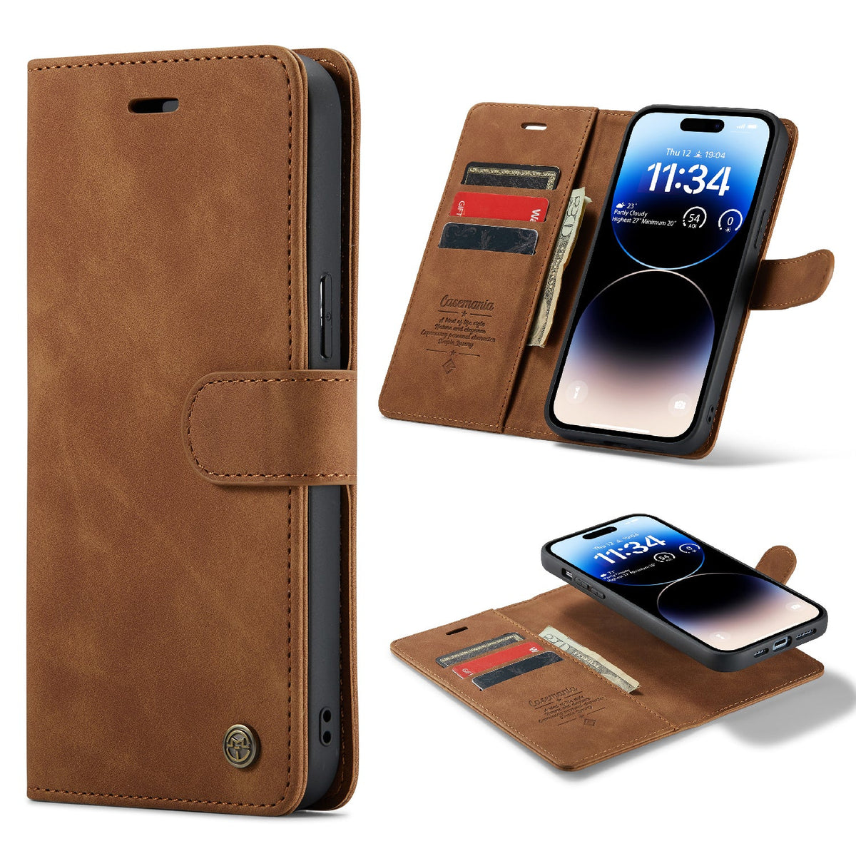 Apple iPhone 15 Pro Max Hoesje - Sienna Brown - 2 in 1 Bookcase