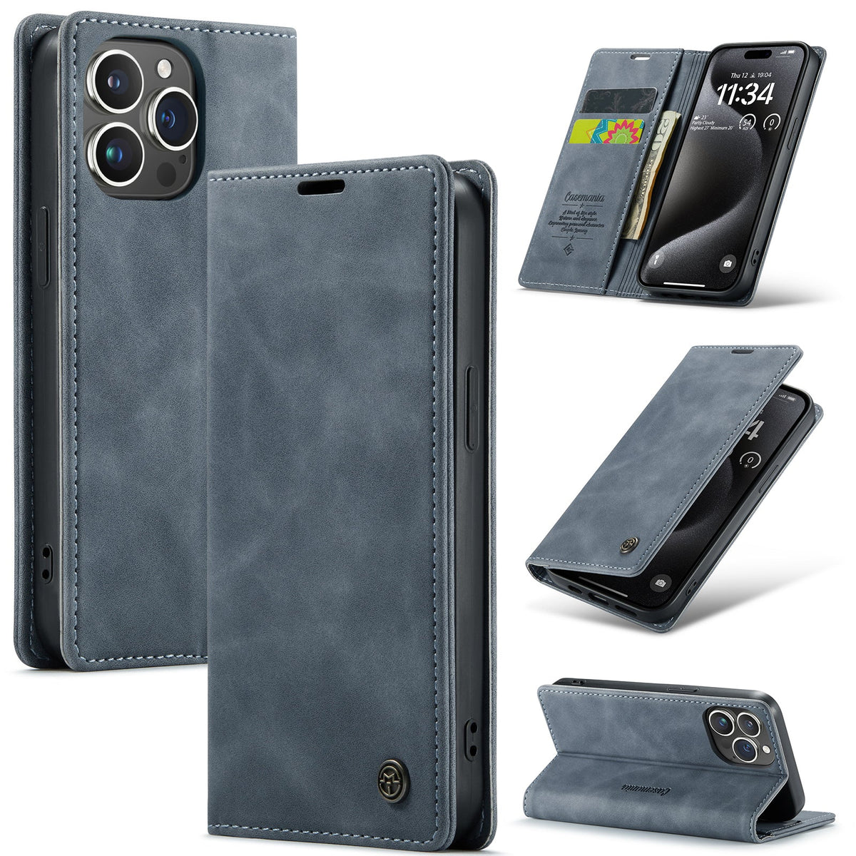 Apple iPhone 15 Pro Max Hoesje - Shadow Gray - Dunne Bookcase