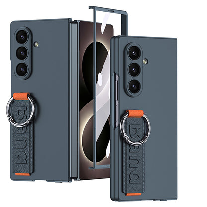 Samsung Galaxy Z Fold8 Ultra Hoesje - Donker Blauw - Cover met Handstrap, Ring Houder en Ingebouwde Screenprotector