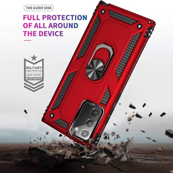 Samsung Galaxy Note20 Case - Red - Hybrid Armor Kickstand Back Cover