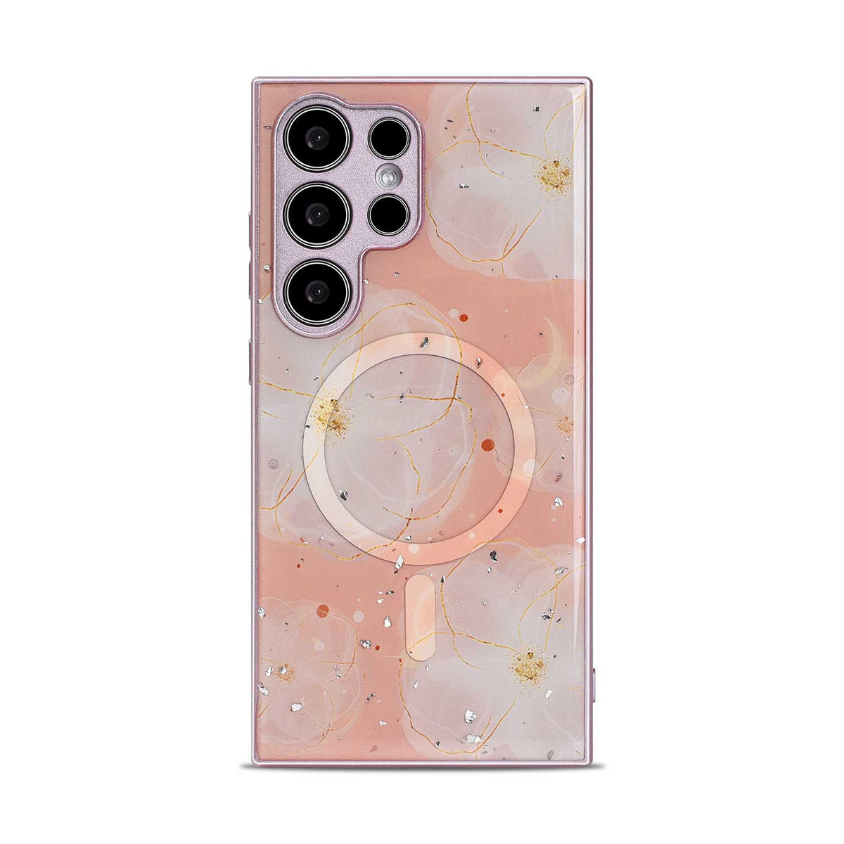 Samsung Galaxy S24 Ultra Case - Pink - Silicone Marble MagSafe Back Cover