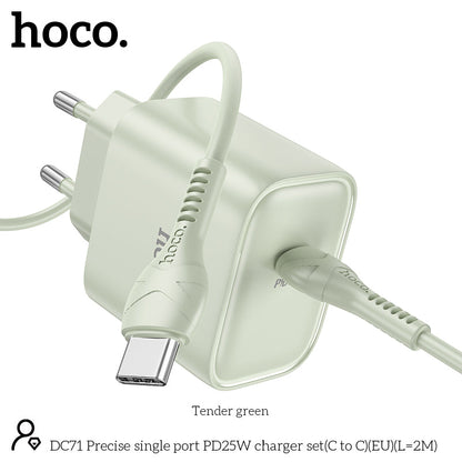 Hoco 25W USB-C Schnellladegerät mit USB-C Kabel 2m - Grün