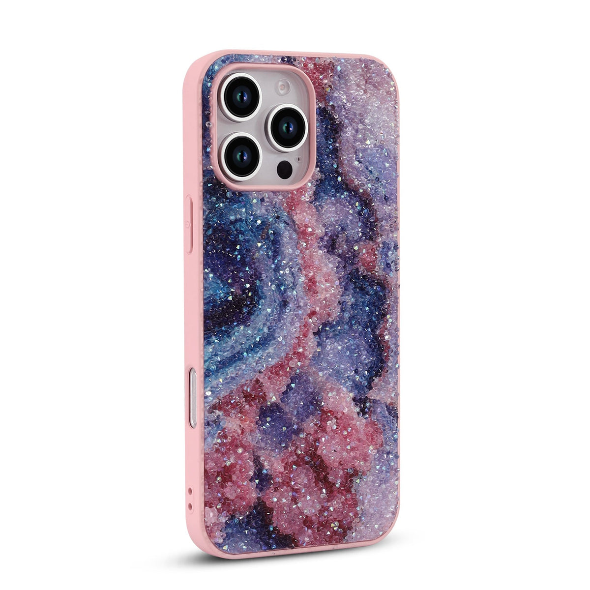 Apple iPhone 16 Pro Hoesje - Nova - Diamant Marmer Glitter Back Cover
