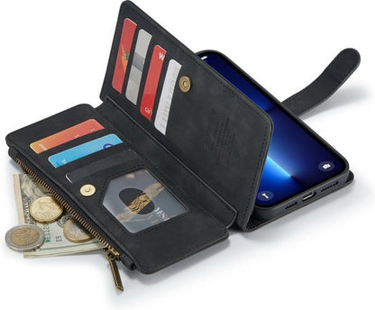 Apple iPhone 13 Pro Max Case - Charcoal Gray - Luxury Wallet Case with Zipper
