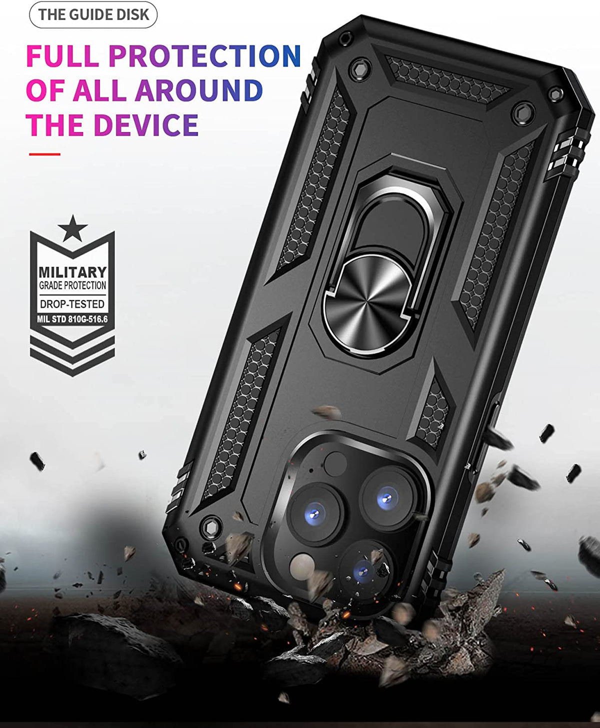 Apple iPhone 15 Pro Hoesje - Zwart - Armor Kickstand Back Cover