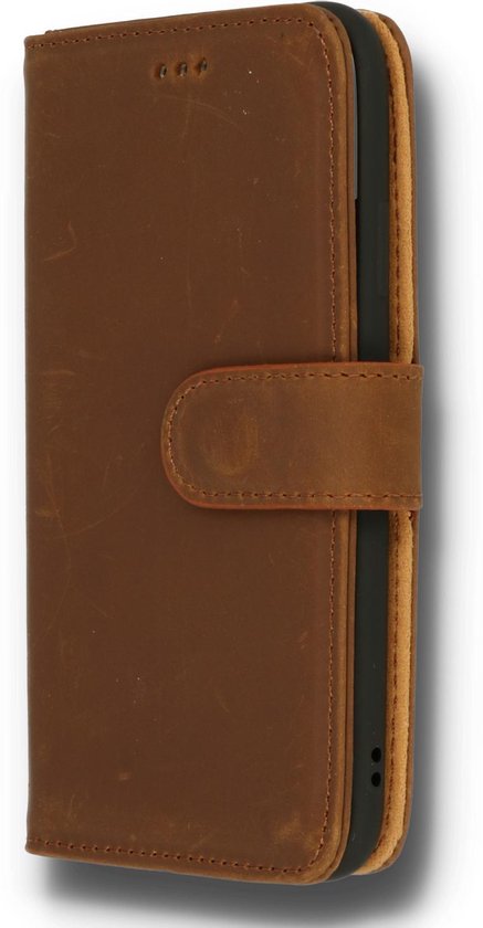 iPhone 12 & 12 Pro Hoesje - Bruin - Echt Leren Bookcase