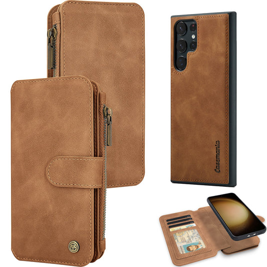 Samsung Galaxy S25 Ultra Hülle - Sienna Brown - 2-in-1 Klapphülle mit Kartenfach und Reißverschluss