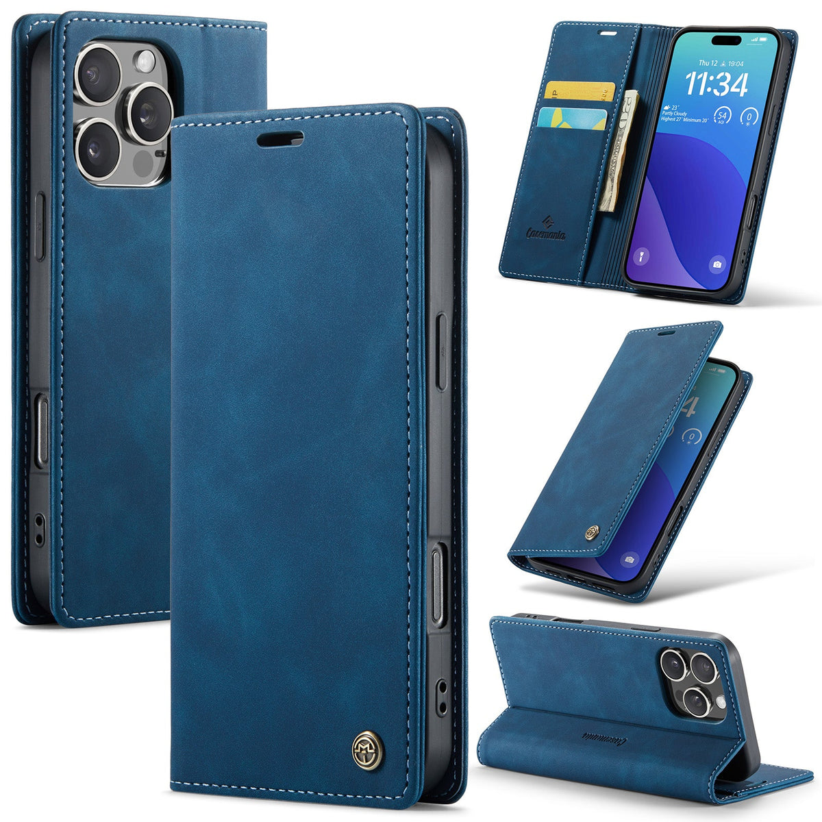Apple iPhone 16 Pro Max Hoesje - Navy Blue - Dunne Bookcase