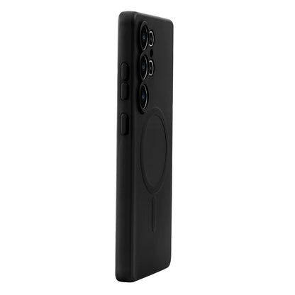 Samsung Galaxy S25 Ultra Hülle - Schwarz - Liquid Silikon MagSafe Backcover mit Magnetring