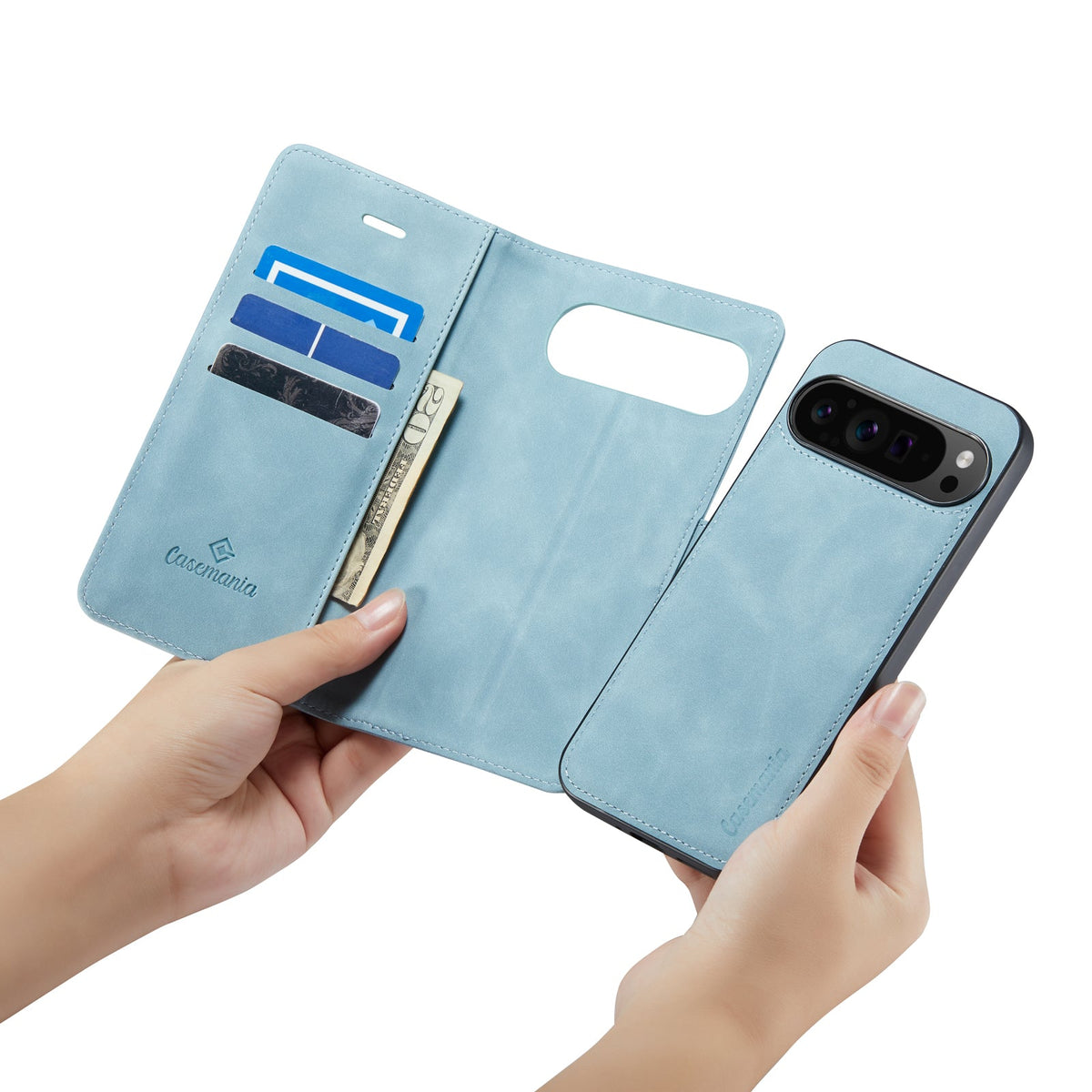 Google Pixel 9 Pro Case - Aqua Blue - 2-in-1 Wallet Case