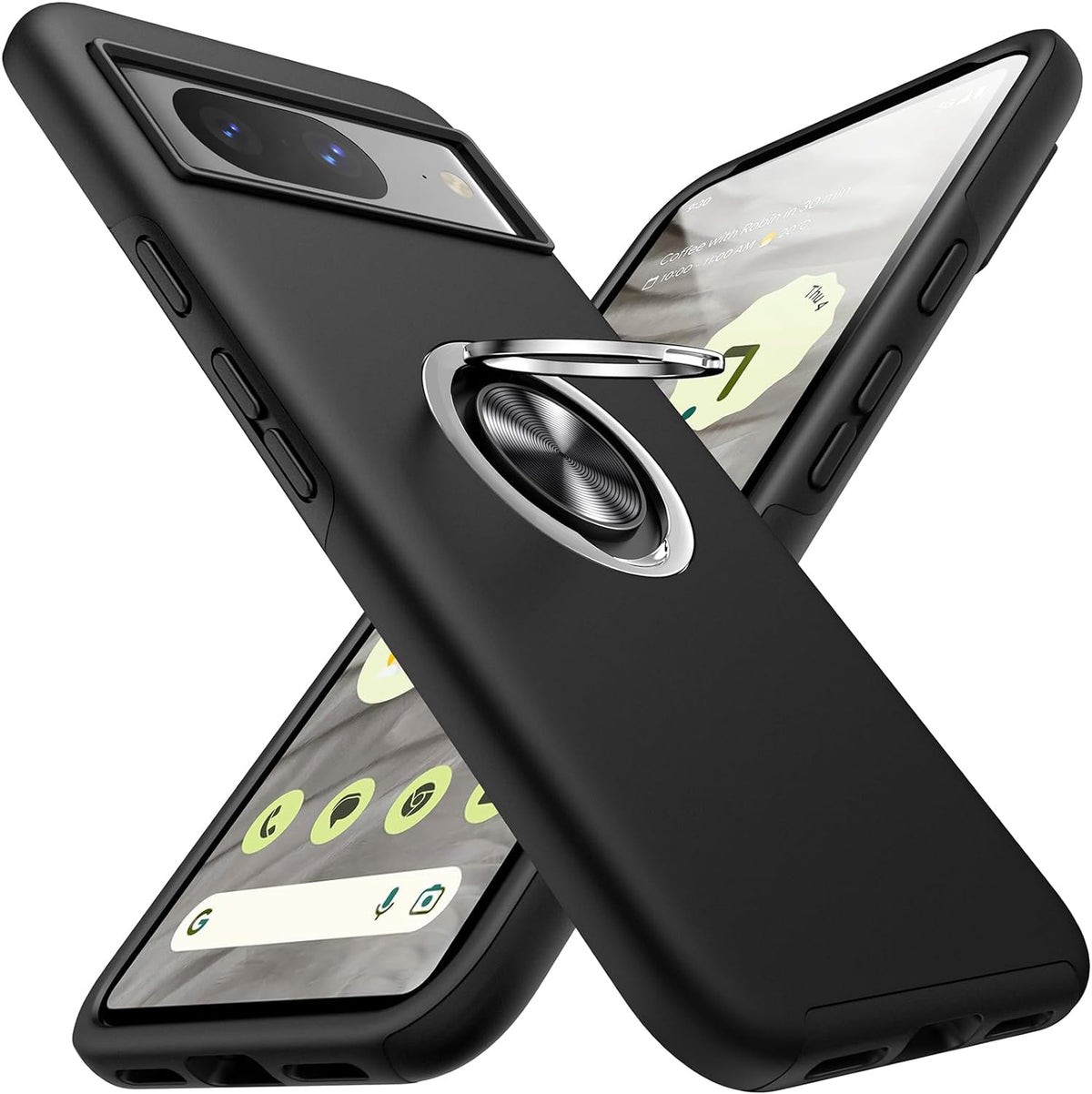 Google Pixel 8 Hoesje - Zwart - Anti-Shock Creative Kickstand Case Back Cover