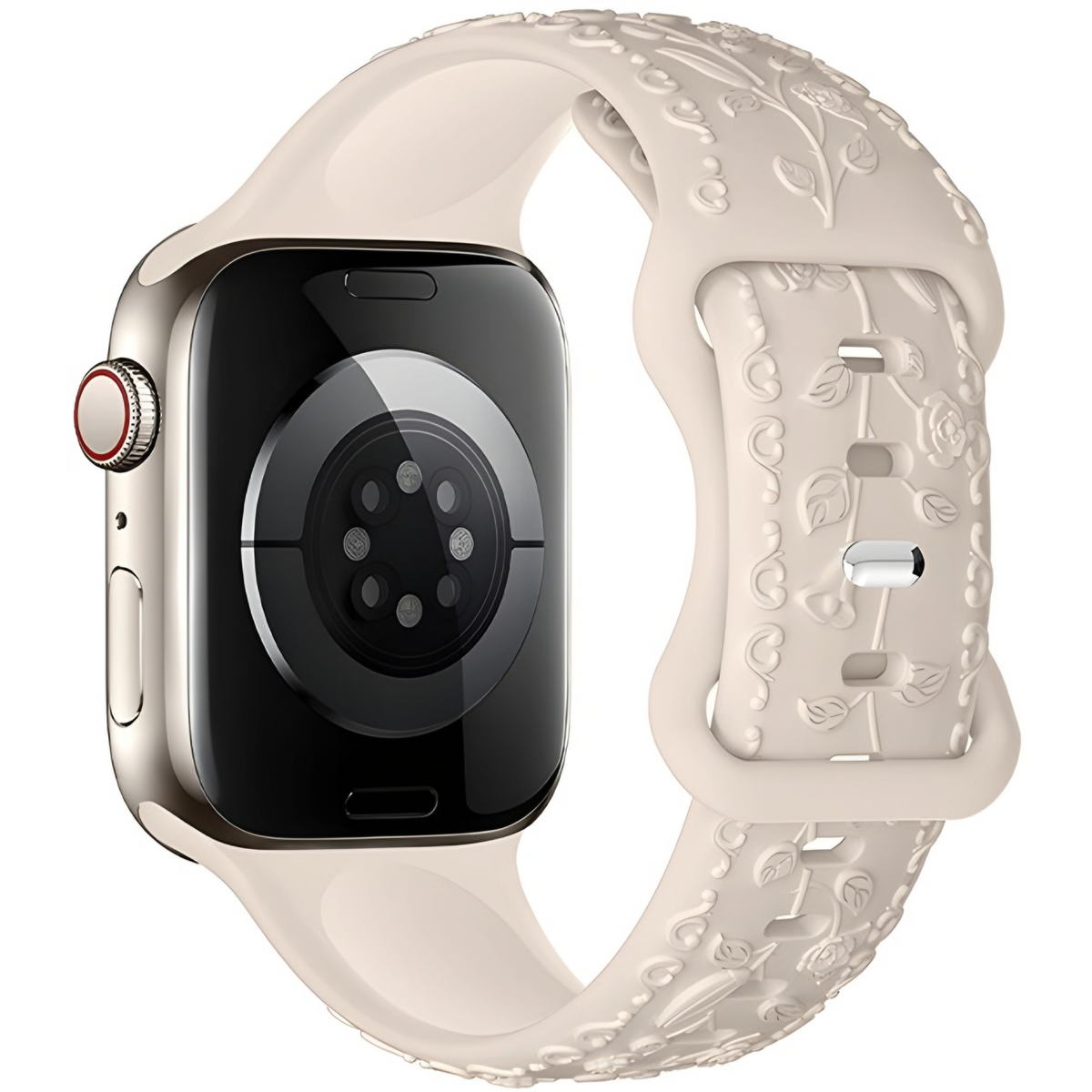Apple Watch Bandje 44/45/46/49 mm - Hoco 3D Bloemen Siliconen - Starlight
