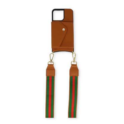 Apple iPhone 14 Plus Hoesje - Bruin - Luxe Back Cover met Telefoonkoord