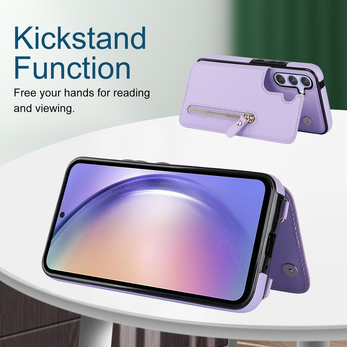 Samsung Galaxy S23 FE Hoesje - Paars - Luxe Back Cover met Telefoonkoord en Rits