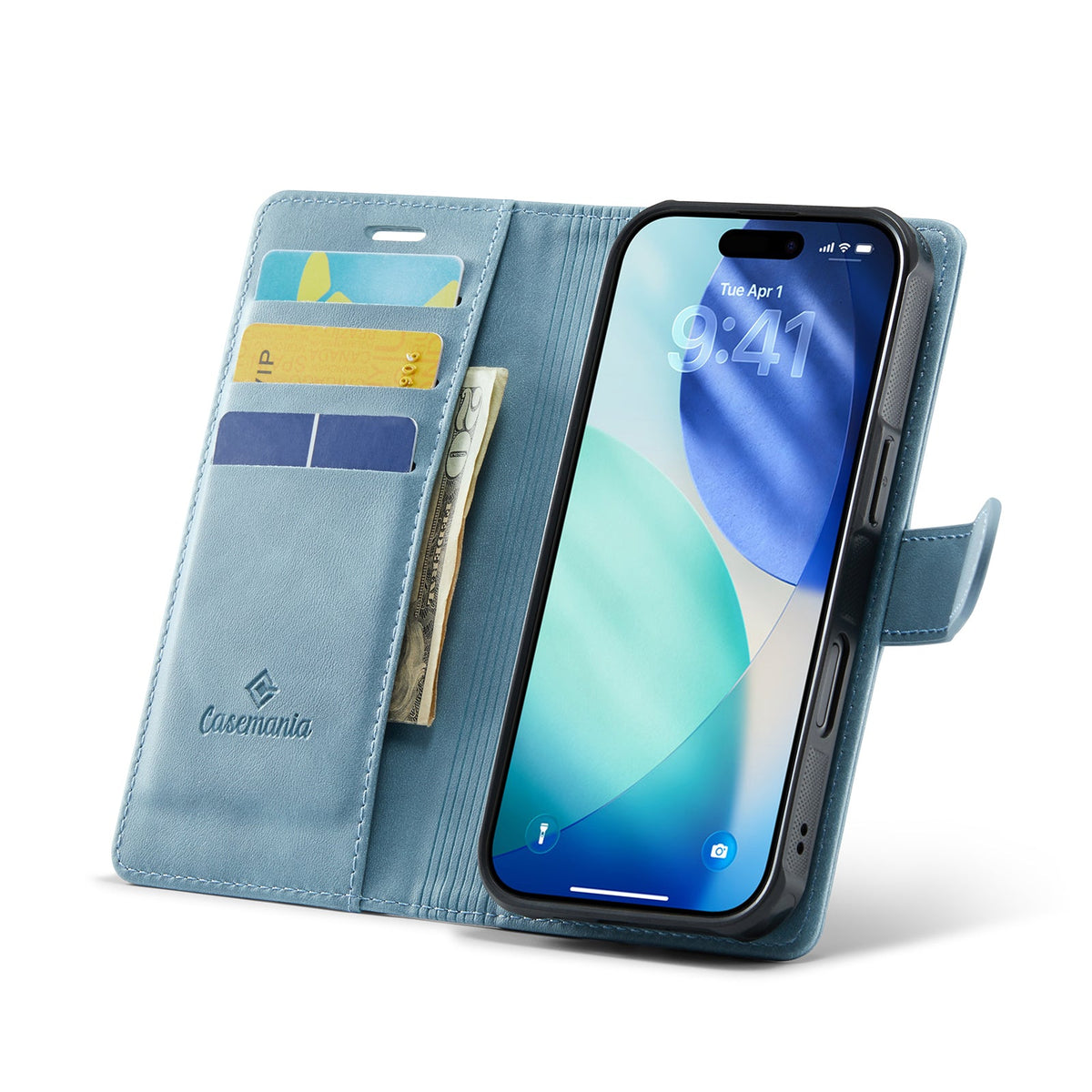 Apple iPhone 17 Hülle - Aqua Blue - Luxus-2-in-1-MagSafe-Klapphülle mit Kartenfach