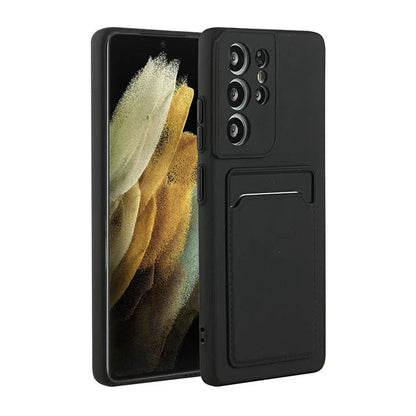 Samsung Galaxy S25 Ultra Hoesje - Zwart - Siliconen Back Cover met Pasjeshouder