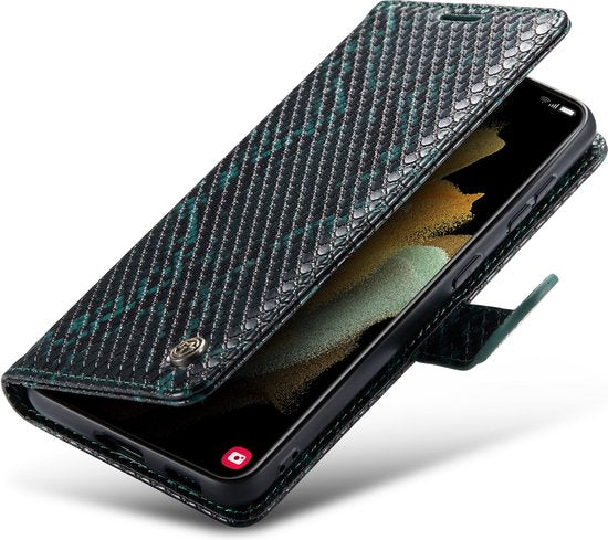 Samsung Galaxy S21 Hoesje - Groen - Snake Bookcase