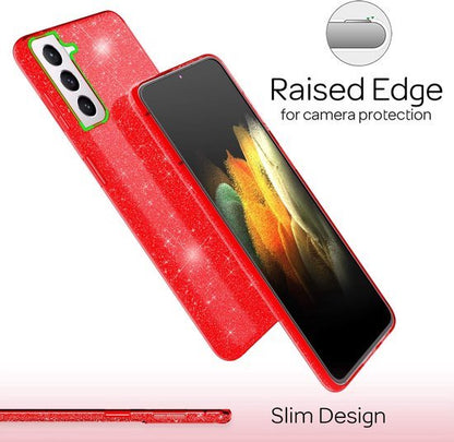 Samsung Galaxy S22 Plus Case - Red - Glitter Back Cover