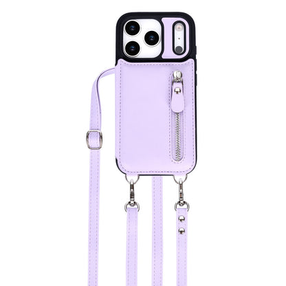 Apple iPhone 18 Pro Hoesje - Paars - Luxe Back Cover met Telefoonkoord en Rits