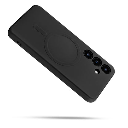 Samsung Galaxy S25 Hoesje - Zwart - Liquid Siliconen MagSafe Back Cover met Magneetring