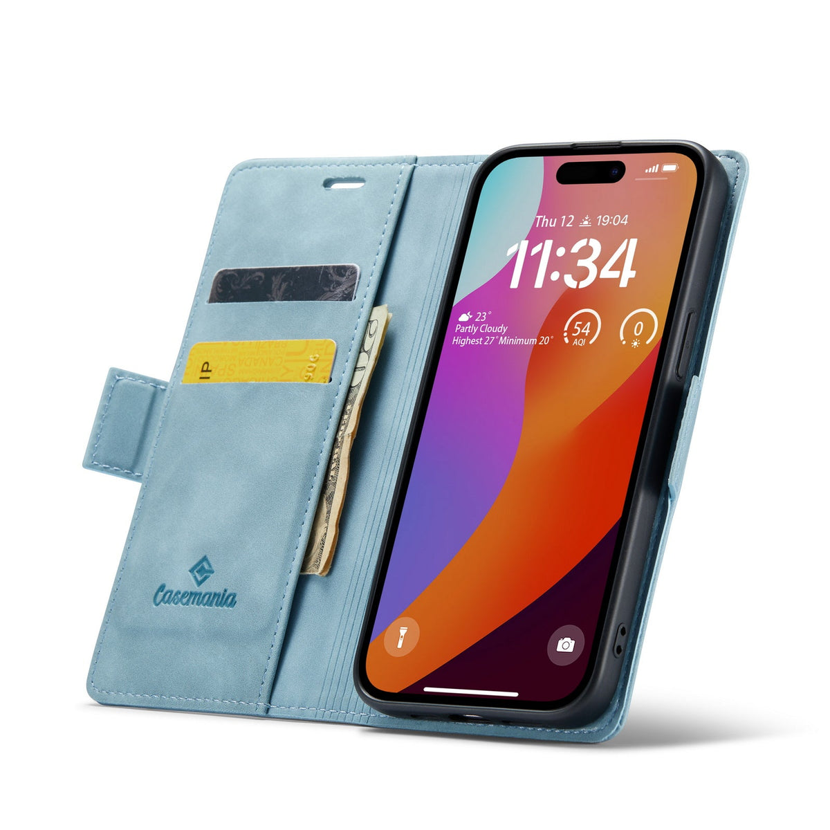 Apple iPhone 15 Pro Max Hoesje - Aqua Blue - Portemonnee MagSafe Bookcase