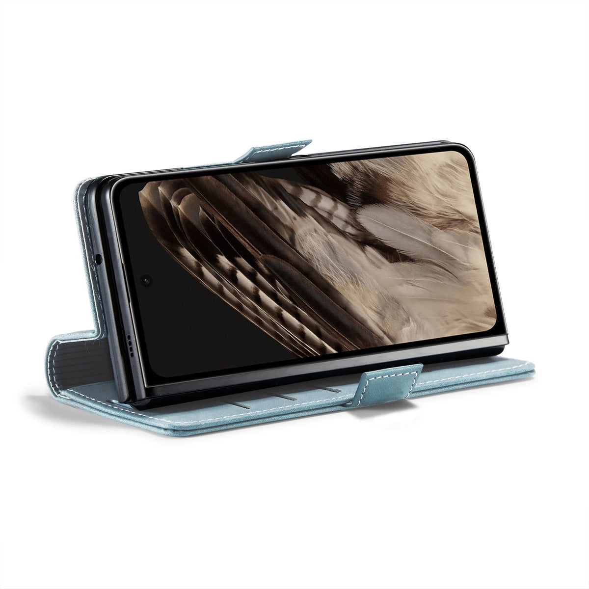 Google Pixel Fold Hülle - Aqua Blue - Klapphülle mit Kartenfach
