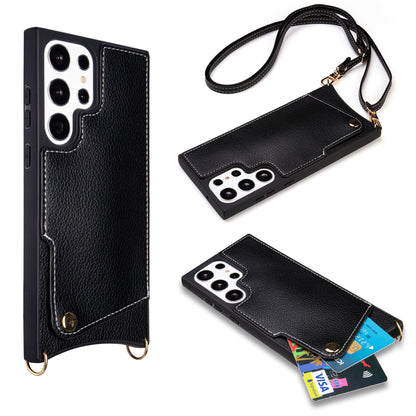 Samsung Galaxy S23 Ultra Hoesje - Zwart - Back Cover met Pols Bandje