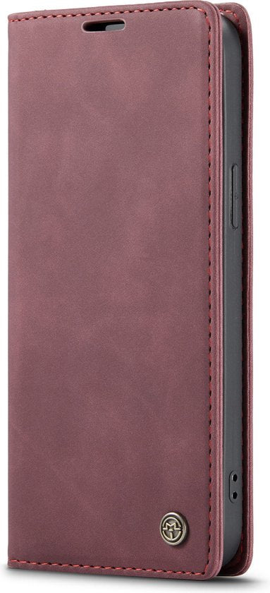 Apple iPhone 12 Pro Max Hoesje - Bordeaux Red - Dunne Bookcase