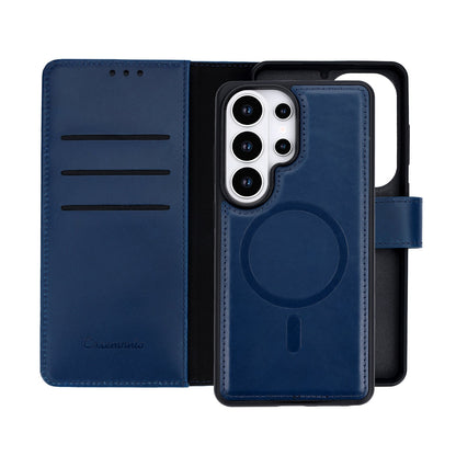 Samsung Galaxy S26 Ultra Hoesje - Navy Blue - Echt Leren 2 in 1 MagSafe Bookcase