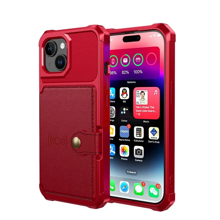 Apple iPhone 15 Plus Case - Red - Back Cover with Card Holder