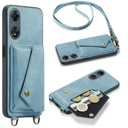 Oppo Reno 10 Hoesje - Aqua Blue - Luxe Back Cover met Telefoonkoord