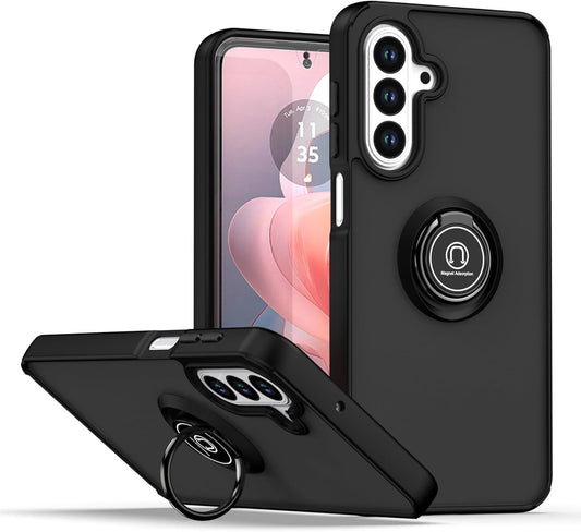 Samsung Galaxy S25 FE Hülle - Schwarz - Ring Ständer Matte Armor Backcover