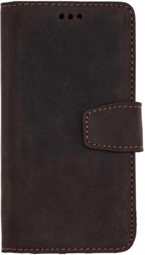 Apple iPhone 11 Hoesje - Donker Bruin - Echt Leren Bookcase
